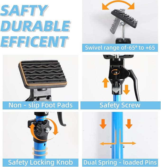 Adjustable Cargo bar,Extend from 49 to 114 inches,Tallest Steel Cabinet Jack for Installing Upper Cabinets, Aluminum Handle Quick Support Rod, Heavy Duty 3rd Hand Support Pole with 154LB Capacity