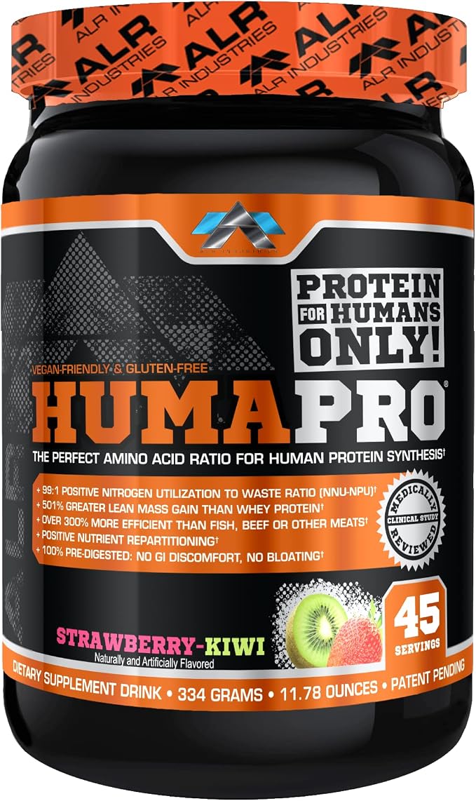 ALR Industries HumaPro Essential Amino Acid Formula | EAA Protein Supplement | Supports Muscle Recovery & Performance | Vegan, Gluten Free | | 45 Servings (Strawberry Kiwi)