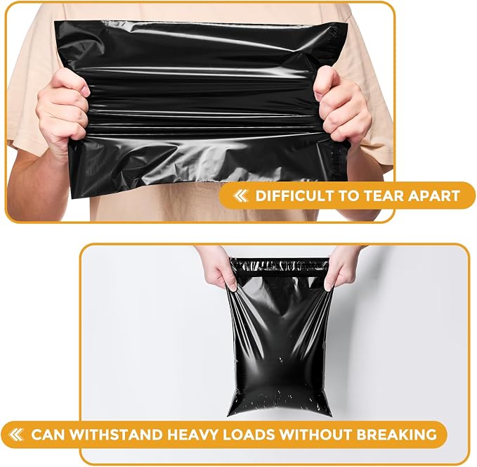 Metronic Poly Mailers 10X13 1000 Pack, Bulk Shipping Bags Heavy Duty Self Seal Waterproof Tear Weather Resistant Medium Mailing Envelopes, Packaging bags for Small Business, Boutique, Clothing,Black