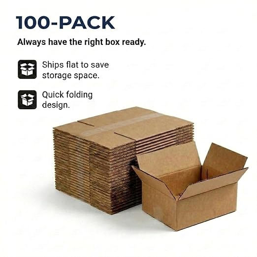 BOX USA Small Shipping Boxes 10"L x 8"W x 4"H (100-Pack) - Small Corrugated Cardboard Packaging Boxes for Shipping, Packing, Moving, and Storage at Home, Office, or Business