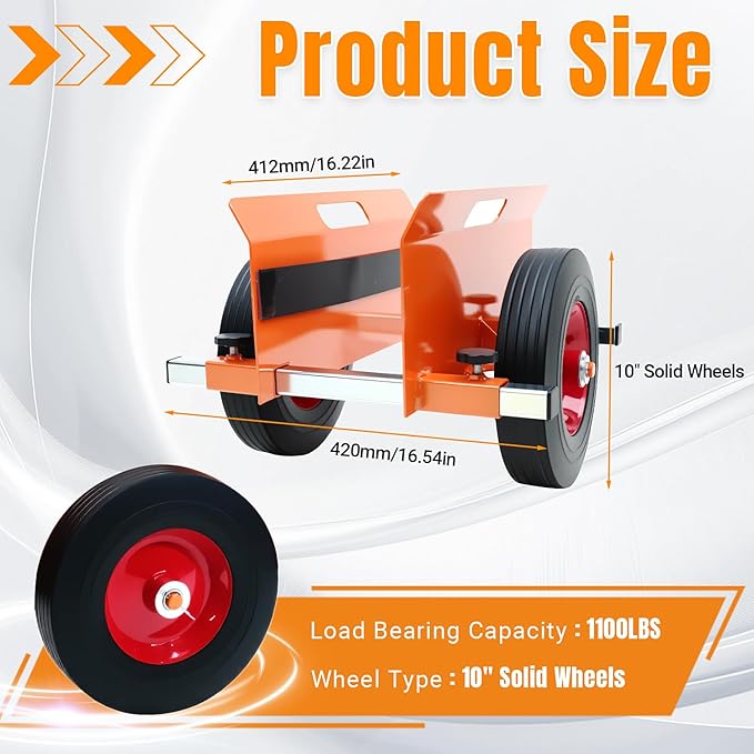 SST Heavy Duty Panel Dolly 1100LBS Capacity, Adjustable Drywall Mover & Door Cart for Slab, Wood Panels, Sheet Material Handling in Garage Warehouse Construction (Orange Black)