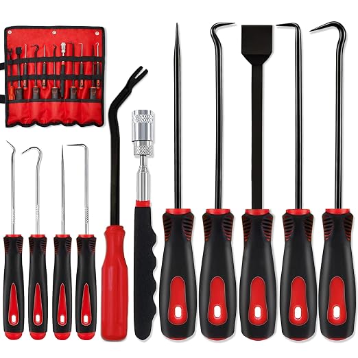 KEZE 382 Pcs SAE Viton O Ring Assortment Kit and 15Pcs Pick & Hook Set with Scraper and Magnetic Telescoping Tool Kit for Various Automobiles Engines Pumps Cylinders Plumbing