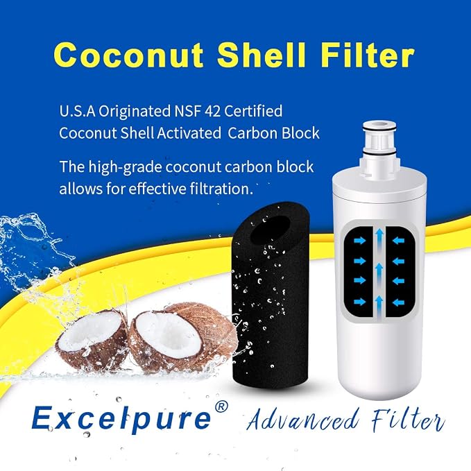 EXCELPURE 3US-AF01 Under Sink Water Filter Replacement for Filtrete Standard 3US-AF01 3US-AS01 Whirlpool WHCF-SRC WHCF-SUFC WHCF-SUF 1PACK