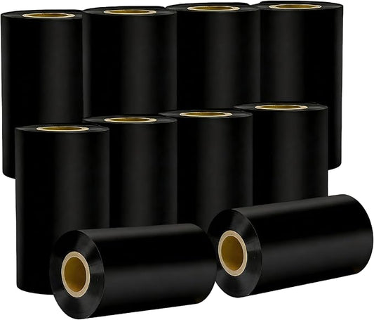 4.33'' x 984' Black Thermal Transfer Ribbons, HUOJI 110mm x 300m Barcode Thermal Label Printer Ribbon, 1'' Core for Zebra, TSC, GoDex, Citizen(10 Rolls)
