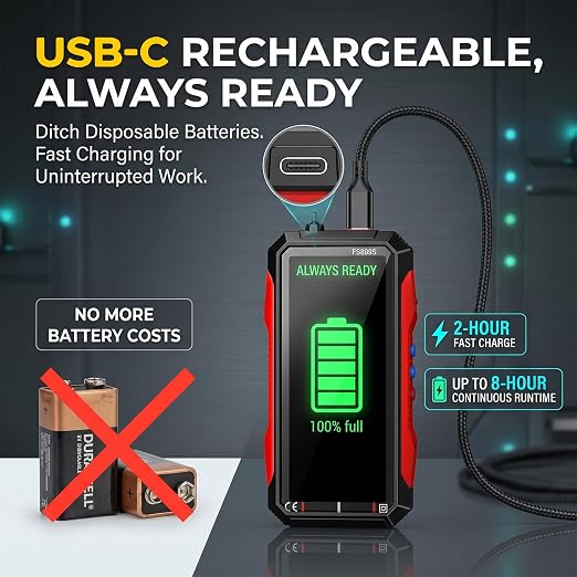 2026 Upgraded FS899L Digital Multimeter & 20 pcs Silicone Test Leads Kit, USB-C Rechargeable Color Screen, Auto 6000 Counts True RMS AC/DC Voltage Tester, NCV, CAT.III 1000V