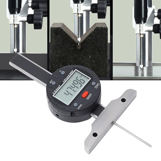 Electronic Depth Gauge 0-50.8mm/0-2in Micrometer with LCD Display and USB Data Transfer, High Precision Stainless Steel Digital Depth Measuring Tool