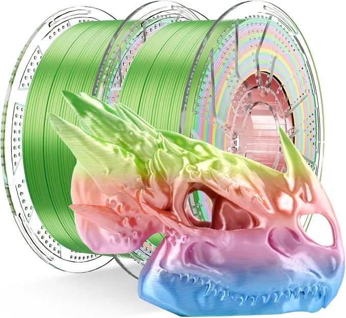 Chitu Systems Conjure Silk PLA Filament, 2KG Spool (4.4lbs), 1.75mm Christmas Shiny Color Silk Rainbow 3D Printing Filament, +/-0.02mm, Fit Most FDM 3D Printers