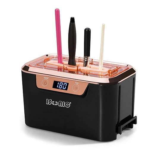 iSonic DS310C Miniaturized Commercial Ultrasonic Cleaner With Makeup Brush Holder For Cosmetic Tools, Air Brushes, Jewelry, Eyeglasses, 110V 55W