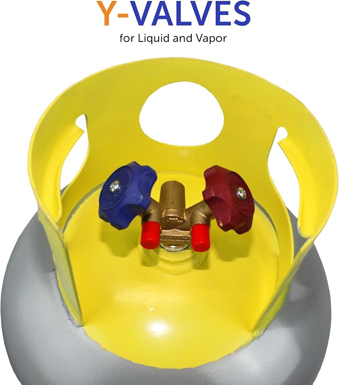 Flame King 50LB A2L Refrigerant Recovery Cylinder Tank, 400 PSI, Dual Y-Valve Liquid/Vapor, Heavy-Duty Steel, HVAC Recovery & Storage