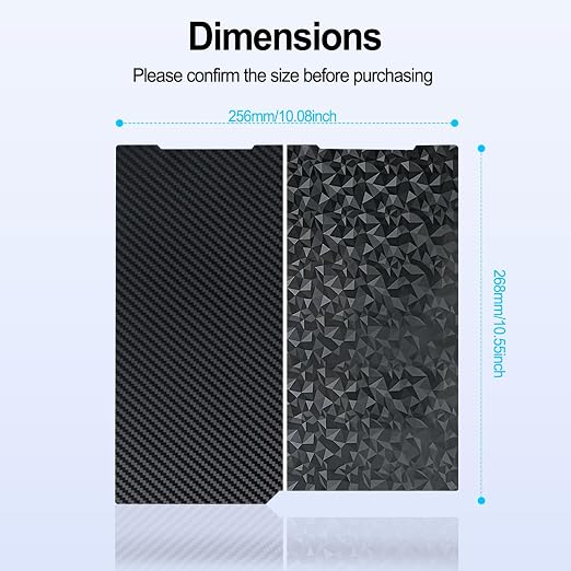 256x268mm PET PEO Double Side Build Plate for Anycubic Kobra 3 V2/Kobra 3/Combo/ACE Pro, Smooth Diamond PEO+Carbon Fiber PET Spring Steel Sheet Plate for Anycubic 3D Printer