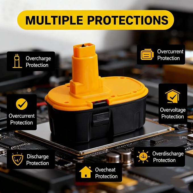 Upgraded 18V Replacement Battery for Dewalt 18V XRP Type Tools, 5.0Ah Ni-MH Battery 2-Pack Compatible with DC9096, DC9071, DE9096 DE9098,DW9071, DW9095, DW9096 Power Tools & Chargers