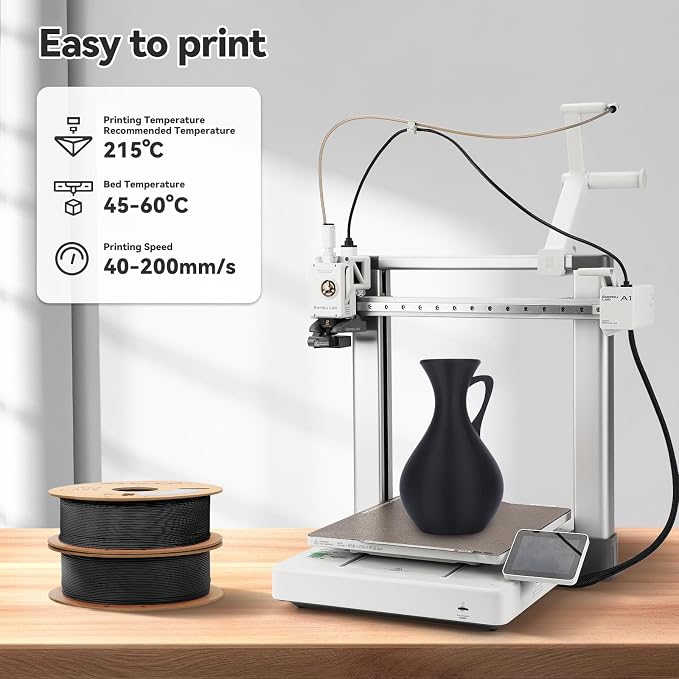 3DHoJor Matte PLA Filament 1.75mm, Upgrade Matte 3D Printer PLA Filament, 1KG*2 Bundle Cardboard Spool 3D Printing Filament for 3D Printers(Matte Black 2Pack)