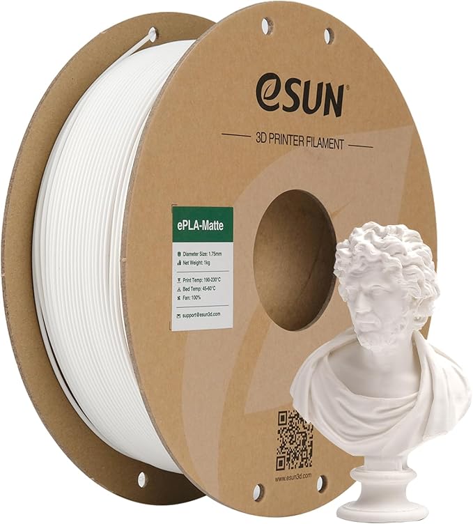 eSUN Matte PLA Filament 1.75mm, Matte 3D Printer PLA Filament, 1KG Spool 3D Printing Filament for 3D Printers, Paper Reel, Milk White