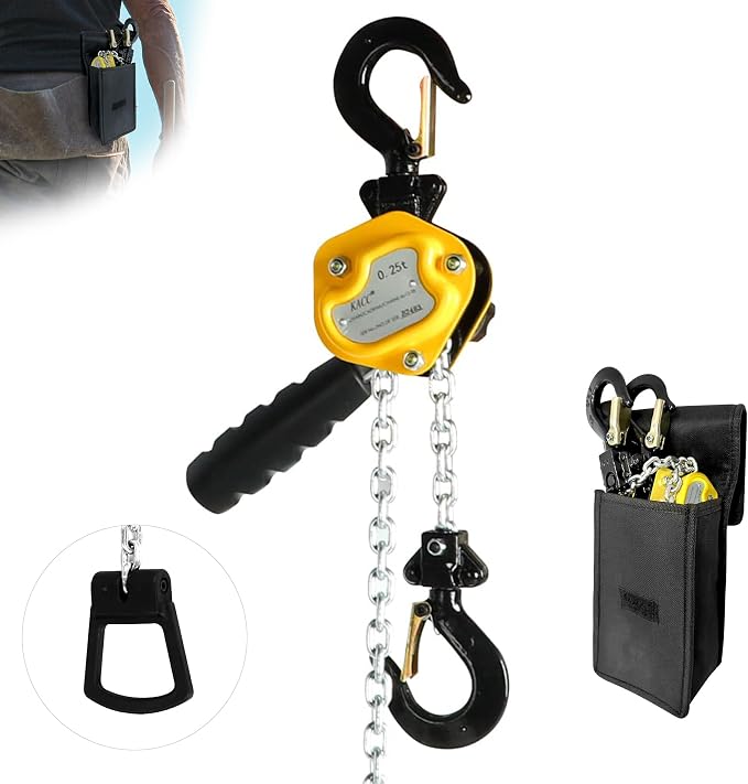 550LBS Manual Lever Chain Hoist Mini Puller 1/4 Ton Capacity | Portable Chain Come Along 5 Feet Lift G80 Chain Ratchet Lever Hoist with Hook