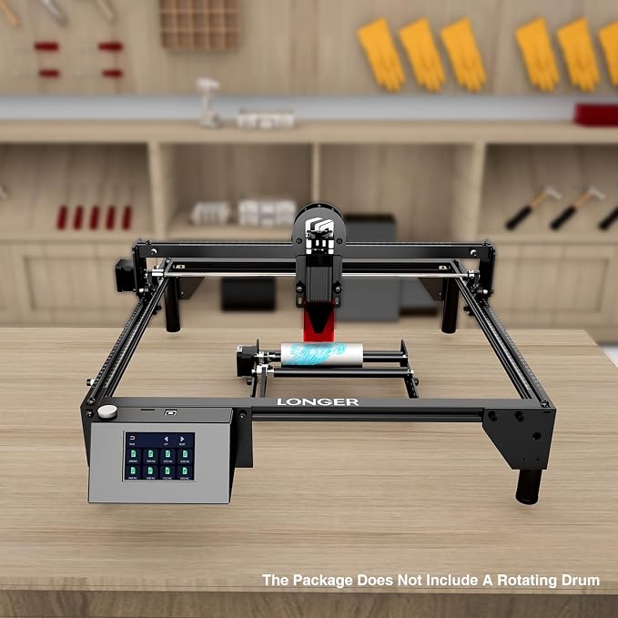 Longer RAY5 5W Laser Engraver with Rotary Roller, 8 Pcs Raiser, 3.5” Color Touch Screen, App Offline Control, DIY Engraver Tool for Metal/Glass/Wood Engraving Area 15.75"x15.75"