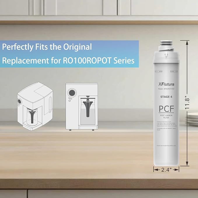 RO100ROPOT Series PCF Fliter Replacement Cartridge Compatible with Bluevua RO100ROPOT(RO100ROPOTUV) Series Water Filter, 1-Year Replacement Cartridge, 4th Stage (1 Pack)