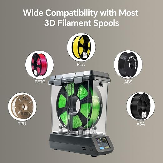 Filament Dryer, 360° Heating Filament Dry Box with Accurate Humidity Monitor, Dust Moisture Proof & Smooth Wire Feeding, Active Heating Dehumidification Touch Screen, Compatible with PLA PETG ABS TPU