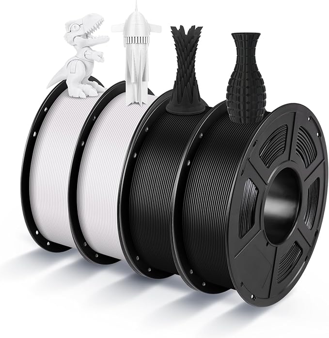ANYCUBIC PLA 3D Printer Filament Bundle 4KG, 3D Printing PLA Filament 1.75mm Dimensional Accuracy +/- 0.02mm, 4 Pack 1KG Spool (2.2 lbs), 2 Pack of Black & 2 Pack of White