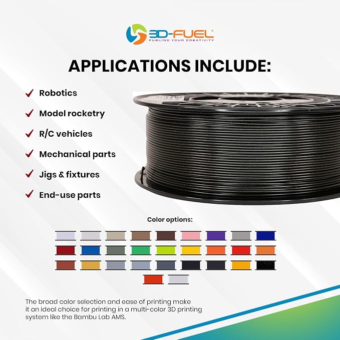 3D-Fuel Tough Pro PCTG Filament, Better Than PETG Filament, Made in The USA, Dimensional Accuracy +/- 0.02 mm, 1.75mm, 1 kg Spool, Galaxy Black