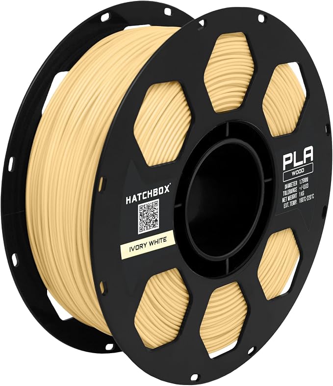 HATCHBOX 1.75mm Ivory Wood PLA 3D Printer Filament, 1 KG Spool, Dimensional Accuracy +/- 0.03 mm, 3D Printing Wood Filament