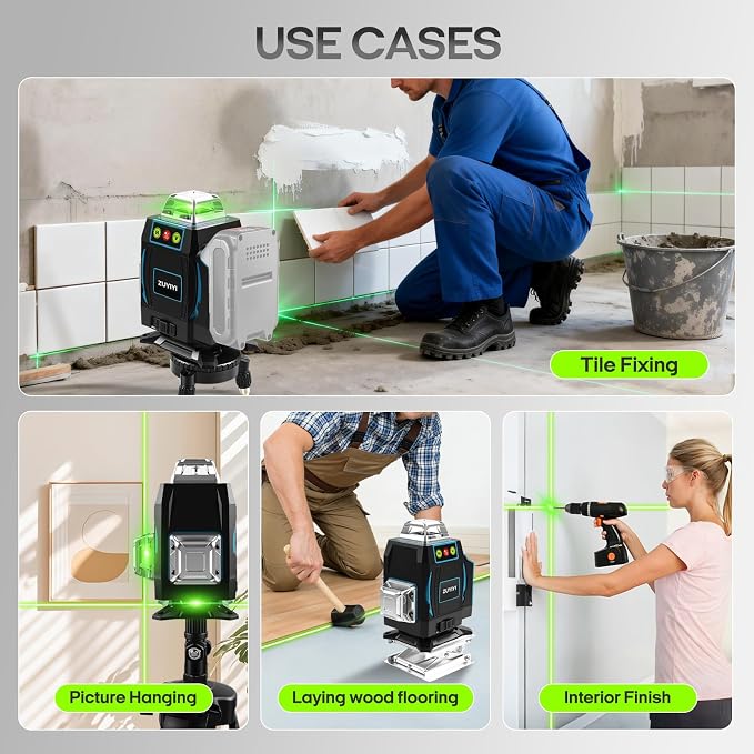 Laser Level with Tripod for Makita 18V Battery (NOT Included), 4x360° Self Leveling, Green 16 Lines 4D Laser Leveler Measuring Tool for Construction, Home Renovation, Picture Hanging