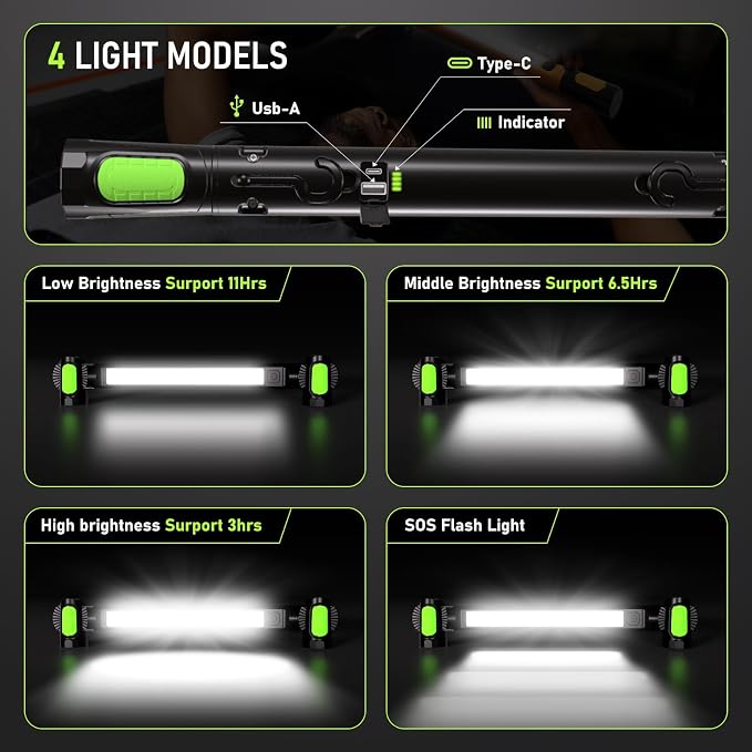 LANKA Bundle to Save -2 Pcs 90W 7600LM LED Work Light for Dewalt 20v Max Battery + 3200LM Work Light for Mechanic Black,Light Up Your Life