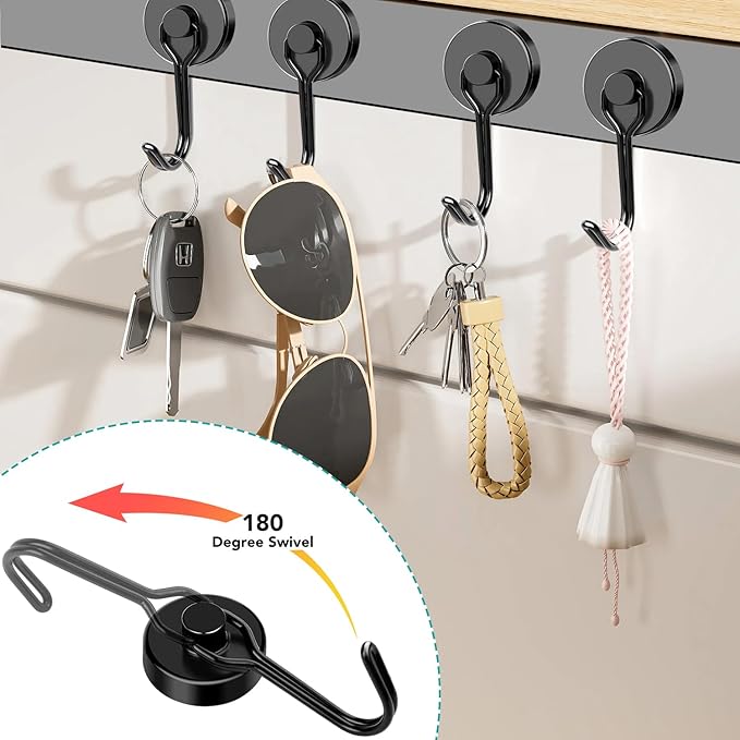 DIYMAG Magnetic Hooks,80LBS Heavy Duty 4 Pack 2026 Cruise Ship Essentials | Strong Magnets hook for Hanging Refrigerator Home Kitchen Office Grills Classroom