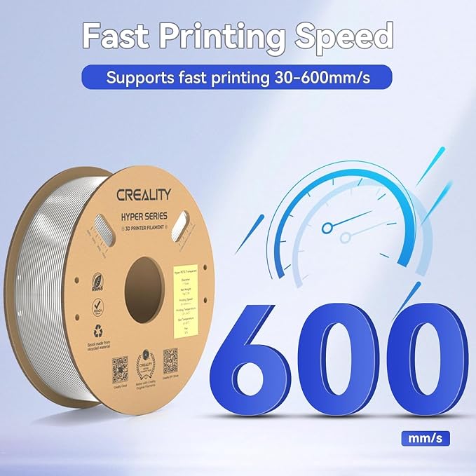 Official Creality Transparent Filament Hyper PETG Filament Clear 1.75mm, High Speed 600mm/s 3D Printer Filament PETG, 1kg(2.2lbs)/Spool, Dimensional Accuracy ± 0.05 mm