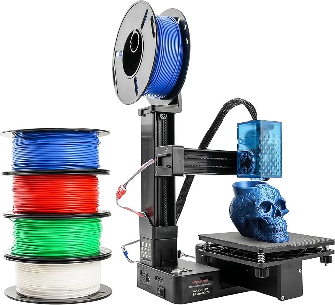 Portable 3D Printer with 4 Colors PLA Filament, Easy to Use, 0.4mm Nozzle, FDM Printing, 100x100x100mm Build Size, Removable Platform, Supports PLA/TPU, Compatible with Windows & Mac
