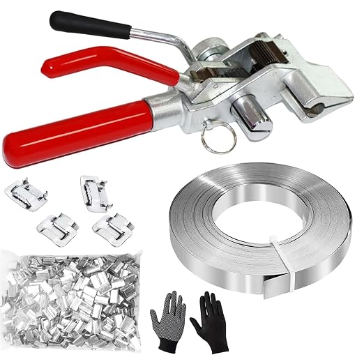 Steel Banding Strapping Kit Strapping Tool Pallet Metal Belt Packaging Tensioner and Cutter Machine with 100pcs Buckle 3/4" x 100 Feet Steel Banding Coil