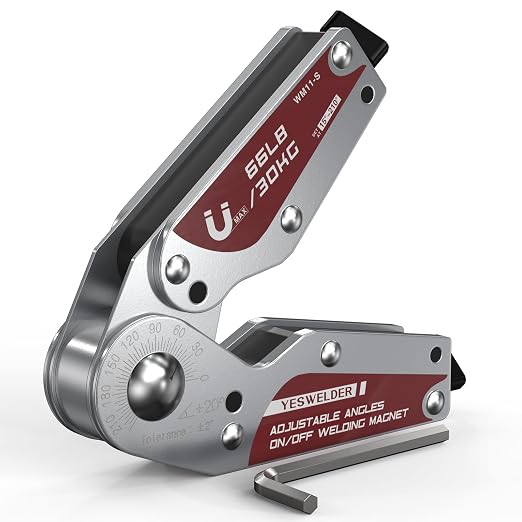 YESWELDER Adjustable Angle On/Off Welding Magnet, 20-200° Angle Magnetic Welding Holder, 66LB/30KG Switchable Holding Power Welding Accessory