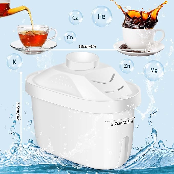 Tujoe 2 Pcs Alkaline Water Filter Replacement Alkaline Water Pitcher Replacement Cartridge for Healthy Drink, 7 Stage Filtration System to Purify