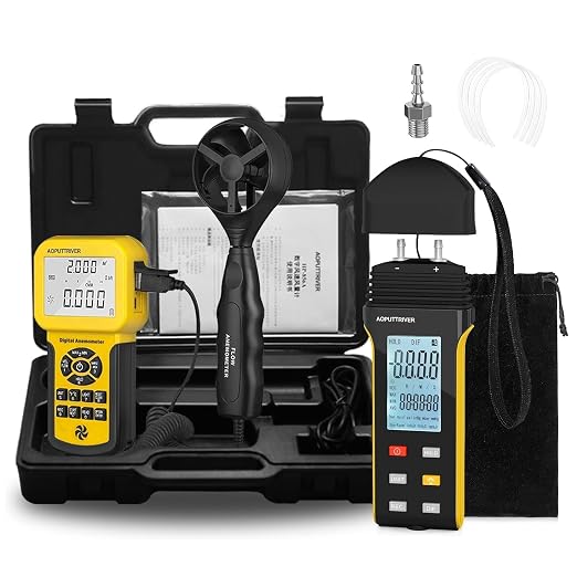 2Packs-Anemometer HVAC,CFM Air Flow Meter with Backlight Max/Min/Avg AP-846A and AP-189A Manometer Gas Pressure Tester