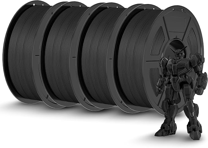 TECBEARS Matte PLA 3D Printer Filament 1kg*4, PLA Filament 1.75mm, High Toughness Matte Filament, 4* Black
