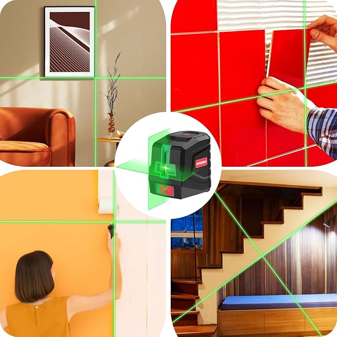 360° Self Leveling, Laser Tool with Tripod (29-1/2 In), Green Cross Line Laser for Construction, Renovation, Floor Tile, Picture Hanging, Class II, <1mW