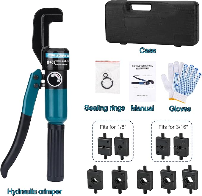 Steel DN Mate Upgrade Hydraulic Crimping Tool/Hydraulic Crimper with 9 Dies for Stainless Steel Cable Railing System 1/8", 5/32" to 3/16", Cable Railing Hardware Hydraulic Crimping Tool DC03