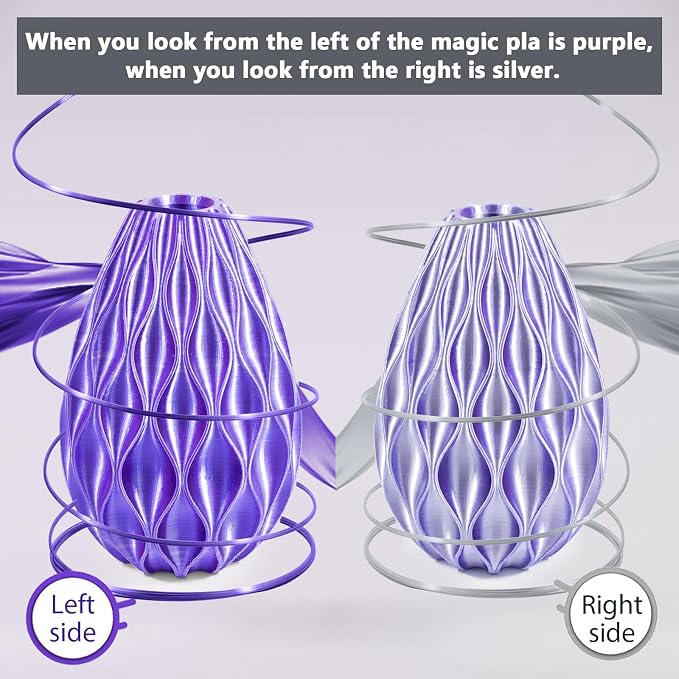 iSANMATE PLA Filament 1.75mm Dual Color Filament, Shiny Silk PLA 3D Printer Filament, Coextruded Filament 3D Printing Filament Magic PLA, 1 kg/Spool (Purple and Silver)