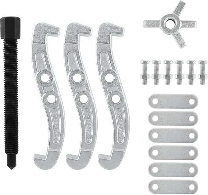 ChgImposs 4 Inch 3-Jaw Gear Puller, 2 Jaw 3 Jaw Puller for Pulley Gears Bearings and Flywheels, Heavy Duty Pulley Puller with Reversible Jaws, High Carbon Steel Removal Tool Bearing Puller Tool