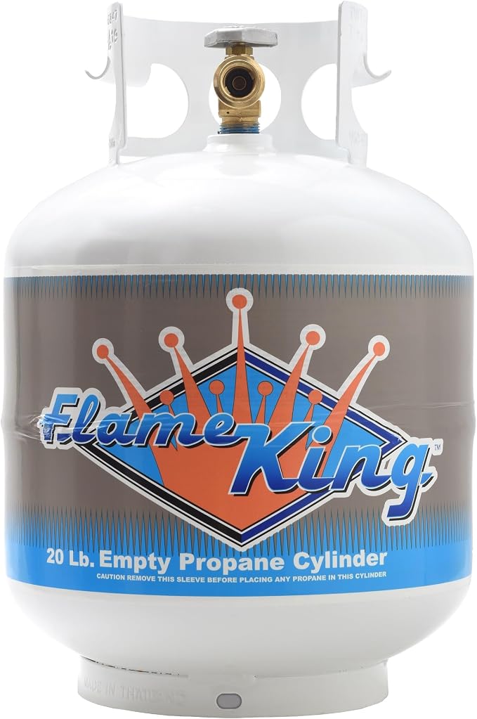 Flame King YSN201b 20 Pound Steel Propane Tank Cylinder with Type 1 Overflow Protection Device Valve for Grills and BBQs, White
