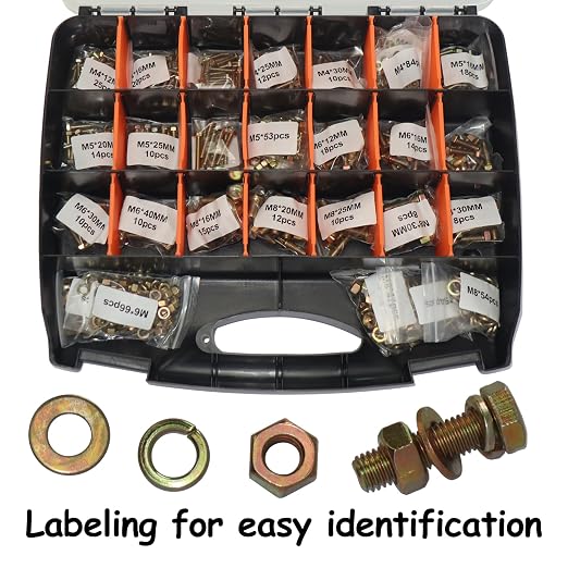 1008PCS Metric Bolt Assortment - Heavy Duty Grade 8.8 M4 M5 M6 M8 Metric Bolts and Nuts Assortment, Nut and Bolt Assortment Kit, Bolts and Nuts Kit (12-40mm), Yellow Zinc Plated, Corrosion Resistant