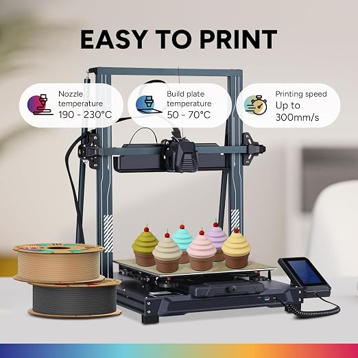 OVERTURE Matte PLA 1.75mm, Low Warp & Smooth Finish 3D Printer Filament | Frosted Matt Finish Hides Layer Lines, 1kg Spool (2.2lbs) Cardboard Spool, Fit Most FDM Printer (Matte Light Brown)