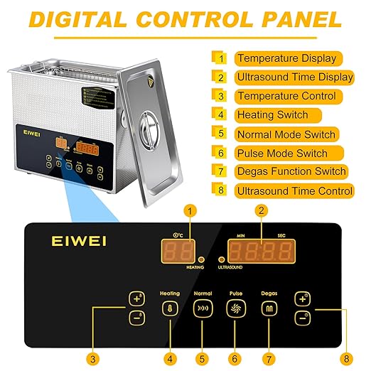 3L Ultrasonic Cleaner Dual-Frequency Professional Digital Stainless Steel Cleaning Machine with Heater Timer for Carburetor, Parts, Circuit Board, Glasses, Denture, Jewelry