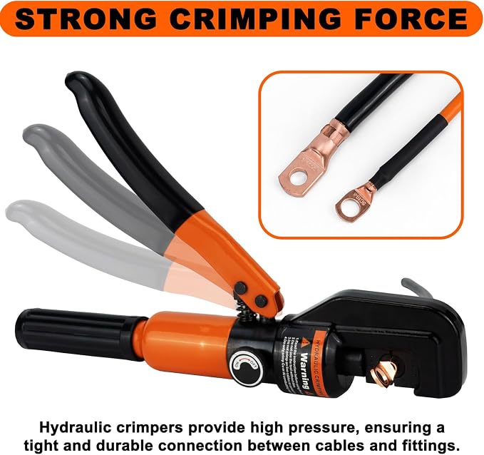 Sanuke Hydraulic Crimping Tool and Cable Cutter, 12 AWG to 2/0 AWG, Electrical Terminal Cable Crimper Tool Kit with 9 Die Sets and 40PCS Copper Wire Lugs