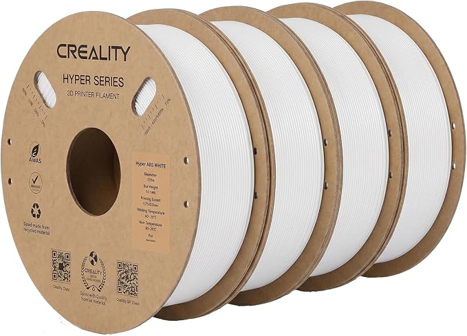 Creality ABS Filament 1.75mm 1KG, High-Speed 3D Printer ABS Filament Up to 350mm/s, High Impact Resistance, Odorless Non-Toxic and Without Stringing or Clogging, Fit Most FDM 3D Printers, White*4