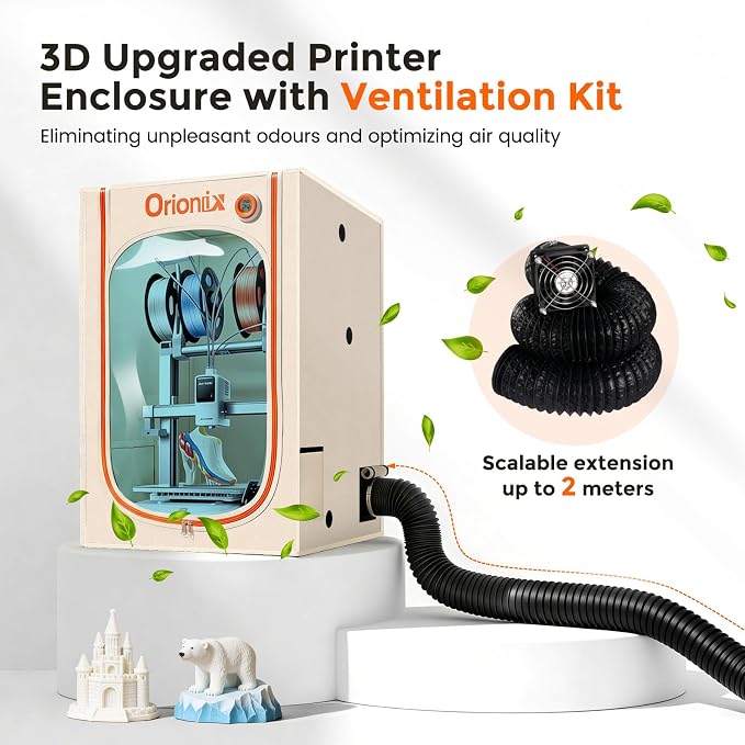 3D Printer Tent Enclosure for Anycubic Kobra X, Upgraded Large Cover with Ventilation & LED Light - Dustproof, Waterproof, Fireproof, Sound Dampening & Temperature Retaining, 19.7x26.8x28.3in