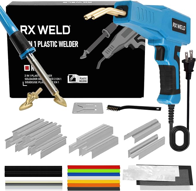 RX WELD 2-in-1 Plastic Welder, 1000PCS Hot Stapler Repair Kit | Soldering Iron, Repair for Automotive Car Bumper DIY, Patent Number D1052628