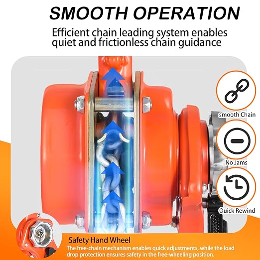 Lever Chain Hoist 1 Ton 2205LBS Capacity,10FT Lift,Manual Ratchet Chain Puller Hoist with 2 Hooks for Building Garages Warehouse Automotive Machinery