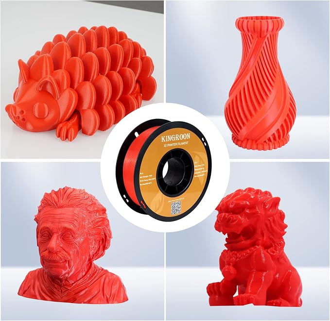 Kingroon PLA 3D Printer Filament,10 Rolls, Dimensional Accuracy +/- 0.03 mm, 10kg Spool(22lbs),1.75 mm,2Green+2Red+2Blue+2Yellow+2Skin