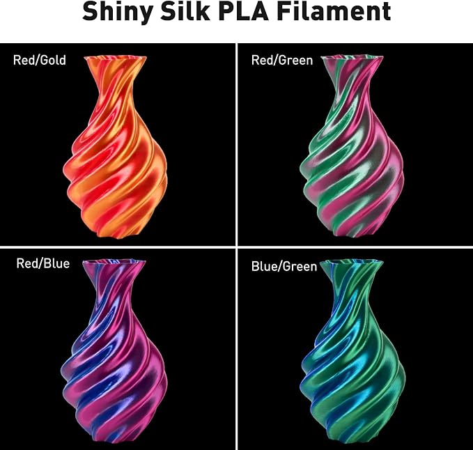 ERYONE PLA Filament 3D Printer Filament Bundle Multicolor 1.75mm +/- 0.03mm, PLA Filament 250g Spool, 4 Rolls, Silk Dual Color 1