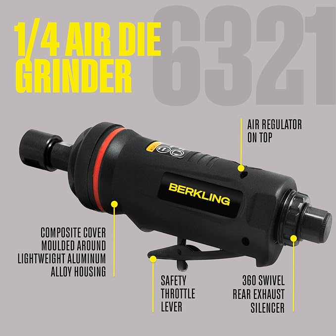 BT 6321 1/4" Straight Air Die Grinder – Professional-Grade Heavy-Duty Pneumatic Grinder with Variable Speed Control for Precision Grinding, Polishing & Sanding